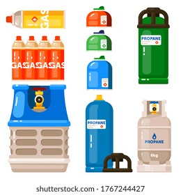 Contenedor de gas. Icono de contenedor de gas aislado en fondo blanco. Combustible de petróleo en la ilustración vectorial del paquete de cilindros de seguridad. Equipos para butano y propano seguros, globo de oxígeno