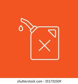 Gas container line icon for web, mobile and infographics. Vector white icon isolated on red background.