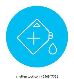 Gas container line icon for web, mobile and infographics. Vector white icon on the light blue circle isolated on white background.