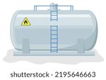 Gas container. Steel fuel tank. Gas cistern vector tank. Flammable dangerous metal tank icon isolated on white background. Safe butane and propane, oxygen equipment