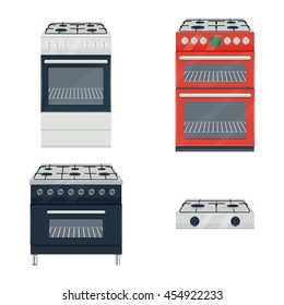 gas cooker set vector illustration isolated on a white background