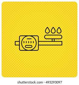 Gas counter icon. Pipe with fire sign.