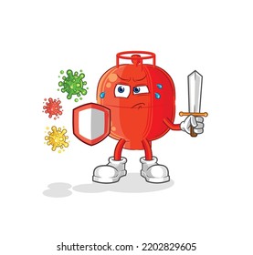 the gas cylinder against viruses cartoon. cartoon mascot vector