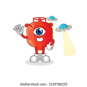 the gas cylinder alien cartoon mascot vector