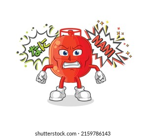 the gas cylinder anime angry vector. cartoon character