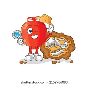 the gas cylinder archaeologists with fossils mascot. cartoon vector