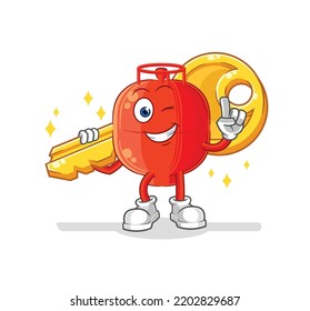 the gas cylinder carry the key mascot. cartoon vector