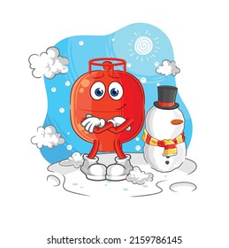 the gas cylinder in cold winter character. cartoon mascot vector