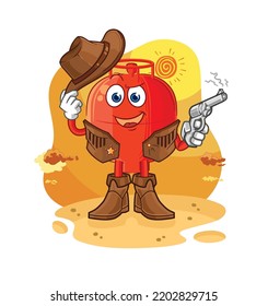 The Gas Cylinder Cowboy With Gun Character Vector