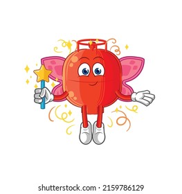 the gas cylinder fairy with wings and stick. cartoon mascot vector