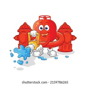 the gas cylinder firefighter vector. cartoon character