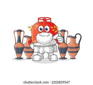 the gas cylinder with greek clothing. cartoon mascot vector