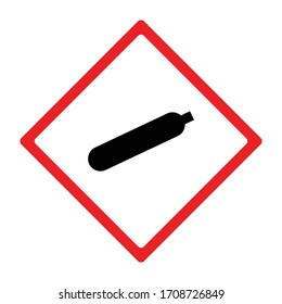 Gas cylinder hazard sign or symbol. Vector design isolated on white background.  Latest hazard signs collection. GHS hazard sign.