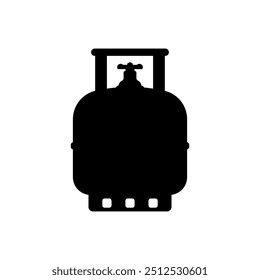 Gas cylinder icon. Black silhouette. Front and side view. Vector simple flat graphic illustration. Isolated object on white background. Isolate.