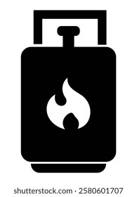 Gas cylinder icon. Gas cylinder canister silhouette symbols isolated on white background. Gas tank sign, fire symbol. Vector illustration. EPS 10