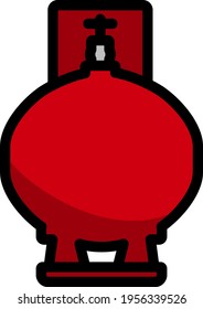 Gas Cylinder Icon. Editable Bold Outline With Color Fill Design. Vector Illustration.