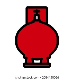 Gas Cylinder Icon. Editable Bold Outline With Color Fill Design. Vector Illustration.