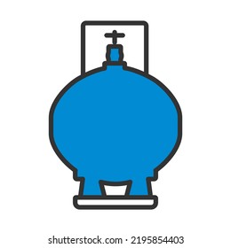 Gas Cylinder Icon. Editable Bold Outline With Color Fill Design. Vector Illustration.