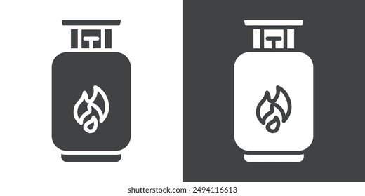 Gas cylinder icon Flat set in black and white color outline vector