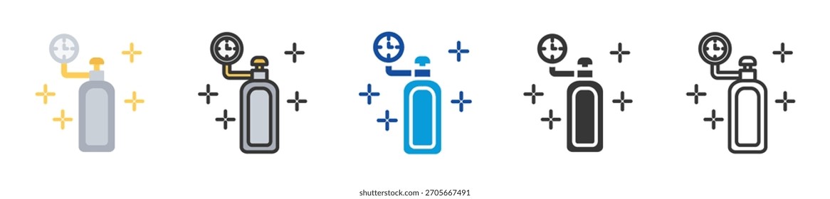 Conjunto de iconos de cilindro de gas Multi Style Varias colecciones