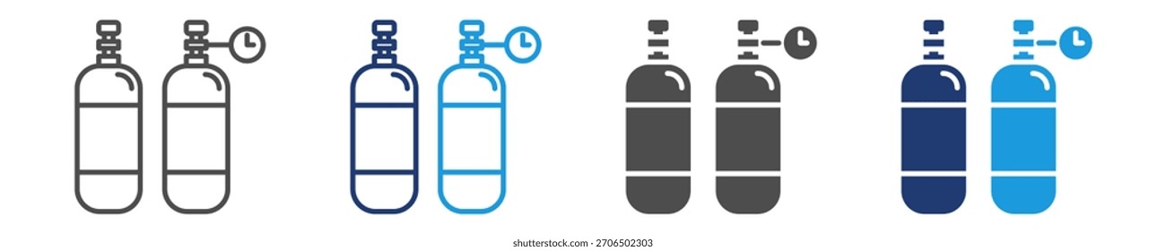 Gasflaschensymbol mit mehrfachem Stil