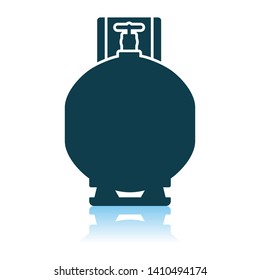 Icono del cilindro de gas. Diseño de reflexión de sombra. Ilustración vectorial.