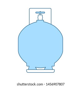 Gas Cylinder Icon. Thin Line With Blue Fill Design. Vector Illustration.