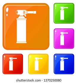 Gas cylinder icons set collection vector 6 color isolated on white background