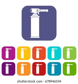 Gas cylinder icons set vector illustration in flat style In colors red, blue, green and other