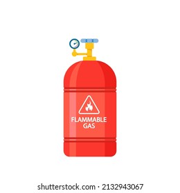Gas Cylinder Isolated Icon. Petroleum Safety Fuel Metal Tank of Flammable Liquid, Helium Butane Acetylene Object. Equipment for Safe Butane and Propane, Oxygen Balloon. Cartoon Vector Illustration