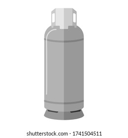 Gas cylinder isolated on white background. Contemporary canister fuel storage with handle. Gray propane bottle icon container in flat style vector illustration.