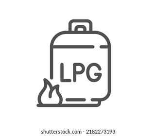 Gas cylinder line icon. LPG fuel container sign. Liquefied petroleum gas bottle symbol. Quality design element. Linear style gas cylinder icon. Editable stroke. Vector