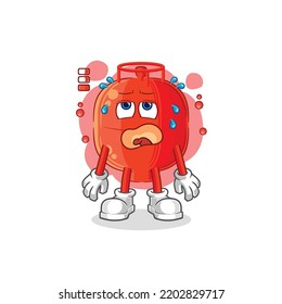 the gas cylinder low battery mascot. cartoon vector