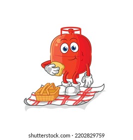 the gas cylinder on a picnic cartoon. cartoon mascot vector