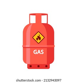 Gas Cylinder, Oxygen Balloon Isolated Icon. Equipment for Safe Butane and Propane, Petroleum Safety Fuel Metal Tank of Flammable Liquid, Helium Butane Acetylene Object. Cartoon Vector Illustration