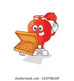 the gas cylinder pizza delivery boy vector. cartoon character