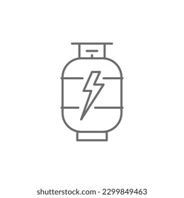 Gas cylinder related vector linear icon. Metal tank with industrial flammable fuel. Gas tank. Vector outline illustration Isolated on white background. Editable stroke