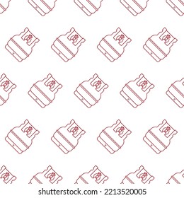 Gas Cylinder Seamless Pattern. Line Red Pattern Of LPG Bottle