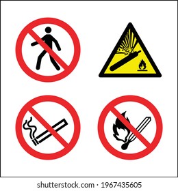 Gas Cylinder Storage Sign Including: No Entry To Unauthoresed Personnel,   No Smoking Or Naked Lights, Danger Compressed Gas Pictos For Luxury Hotel, Apartment, Resort.