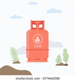 Gas cylinder Gas tank. LPG LNG propane bottle icon container. Oxygen gas cylinder canister fuel storage Vector illustration