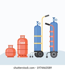 Gas cylinder Gas tank. LPG LNG propane bottle icon container. Oxygen gas cylinder canister fuel storage Vector illustration