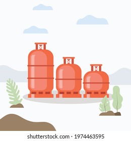 Gas Cylinder Gas Tank. LPG LNG Propane Bottle Icon Container. Oxygen Gas Cylinder Canister Fuel Storage Vector Illustration