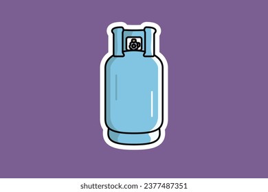 Gas Cylinder Tank Sticker vector illustration. Transportation and cooking object icon concept. Oxygen gas cylinder canister fuel storage sticker design logo with shadow.