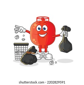 the gas cylinder Throw garbage mascot. cartoon vector