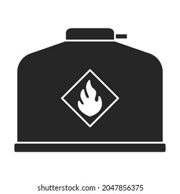 Gas cylinder vector black icon. Vector illustration lpg on wite background. Isolated black illustration icon of gas cylinder.