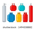 Gas cylinder vector tank. Lpg propane bottle icon container. Oxygen gas cylinder canister fuel storage.