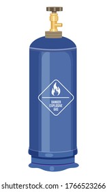 Gas cylinder vector tank. Propane bottle icon container. Oxygen gas cylinder canister fuel storage. Balloon with flammable sign. Oil fuel metal safety. Safe butane and propane, oxygen equipment