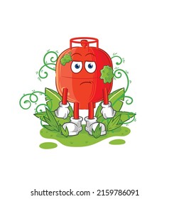 the gas cylinder waiting too long mascot. cartoon vector
