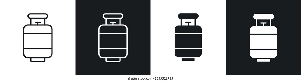 Gas cylinders icon vector collection in black and white.