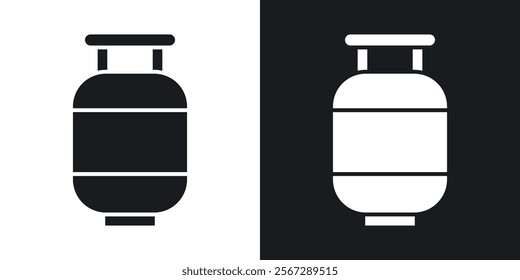 Gas cylinders icons in solid black and white colors